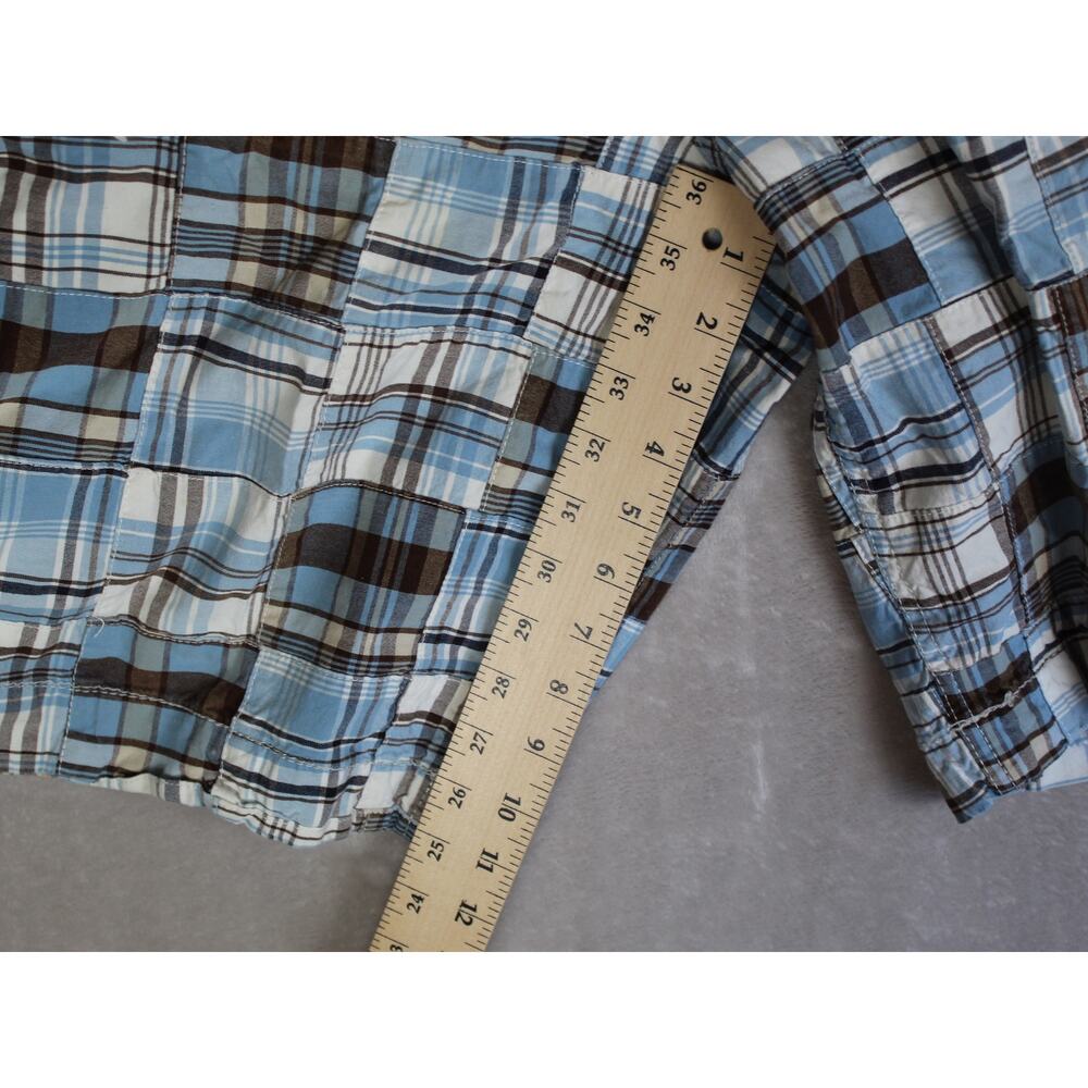 American Eagle Y2K Shorts Mens 33 Blue Patchwork Madras Plaid Preppy Coastal - Picture 4 of 7